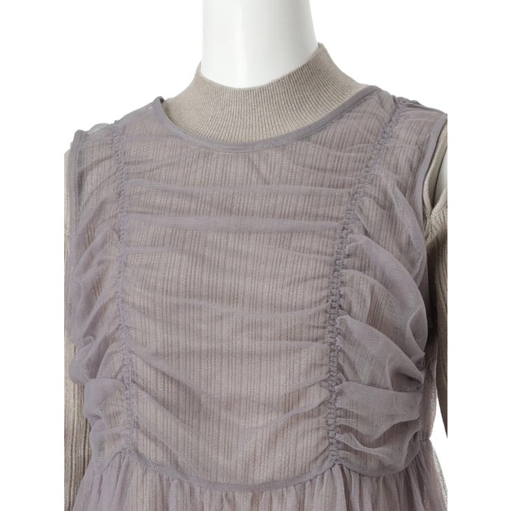 リボンチュールトップス×ラメニットワンピースセット | LADYMADE | 詳細画像24 