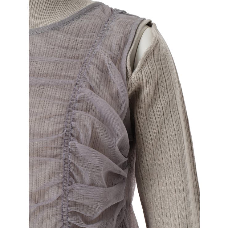 リボンチュールトップス×ラメニットワンピースセット | LADYMADE | 詳細画像25 