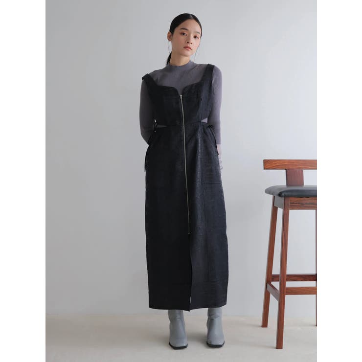 ブラック | フロントジップサイドリボンジャンスカ | LADYMADE