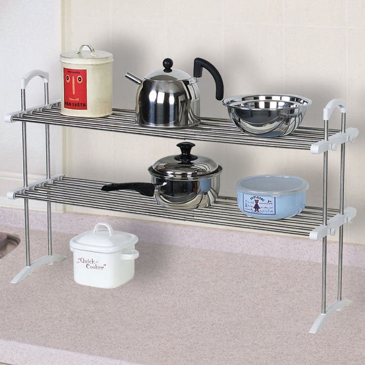 シンク上収納 伸縮ステンレス整理棚 伸縮 | livingut | 詳細画像1 