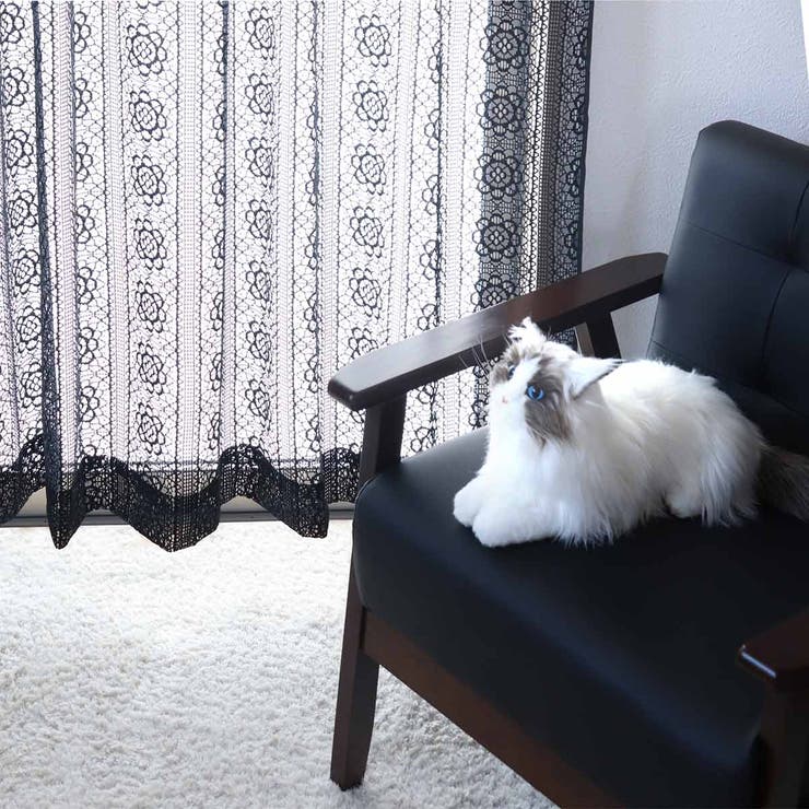 新品 高級 Rady レースカーテン ブラック ダマスクレースカーテン レディー レースカーテン ブラックレース 100×88～148cm[品番：KRFH0043479