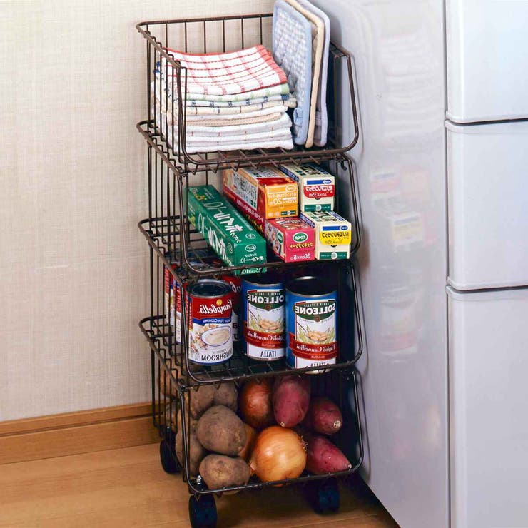 キッチンワゴン キッチンスタッキングバスケット 4段 | livingut | 詳細画像7 