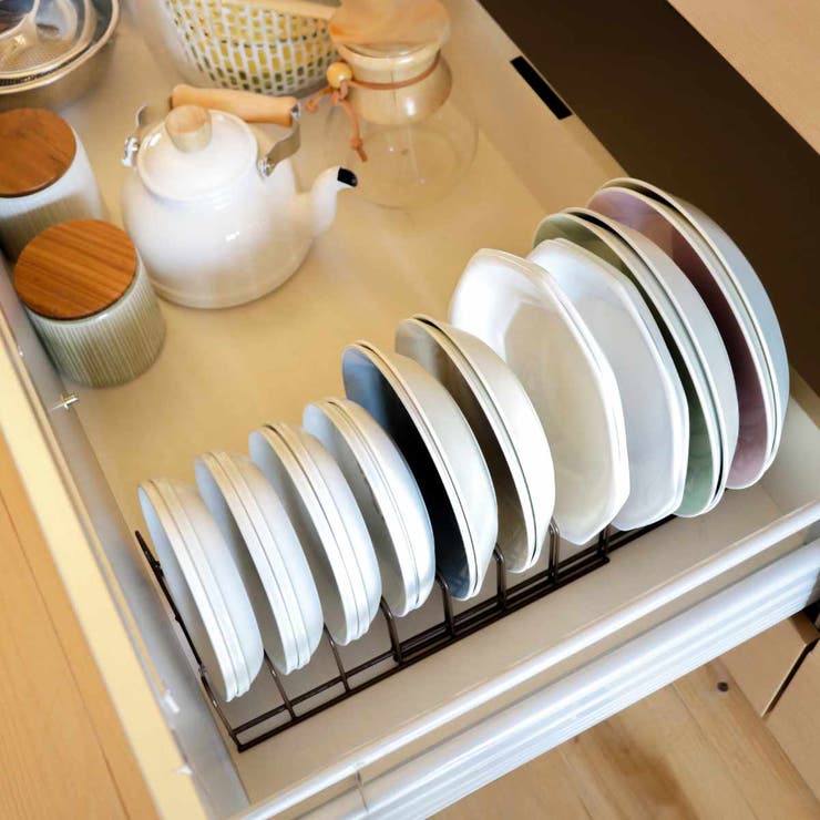 ディッシュスタンド 伸縮お皿収納ラック 伸縮[品番：KRFH0004695