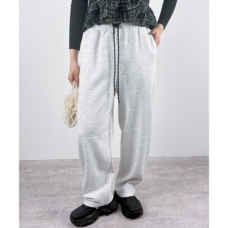 ライトグレー | 【あったか裏ボアシリーズ】裏ボアスウェットバレルパンツ | CLOTHY