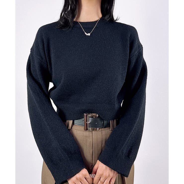 ブラック | 【2025AW新作】ショート丈ボリューム袖トップス | CLOTHY