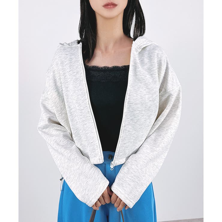 【2025AW新作】ショート丈裾ドロストジップパーカー(ノーマル＆裏ボア) | CLOTHY | 詳細画像2 