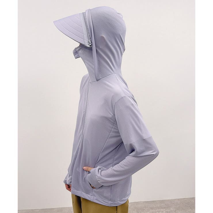 グレー | 【2026SS新作】ドライメッシュツバ付きフルジップパーカー（取外し可） | CLOTHY