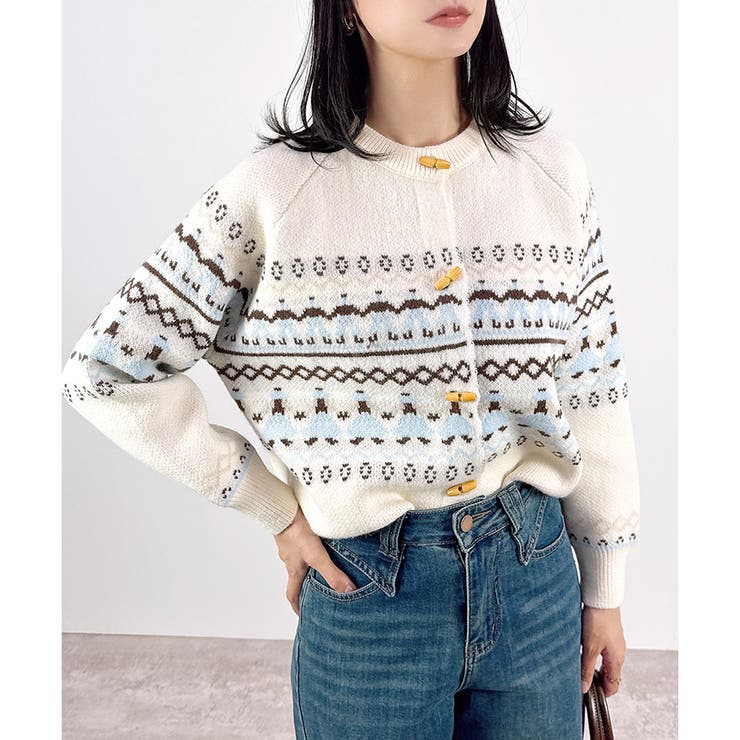 【2025AW新作】トルクボタン雪柄ニットカーディガン | CLOTHY | 詳細画像2 