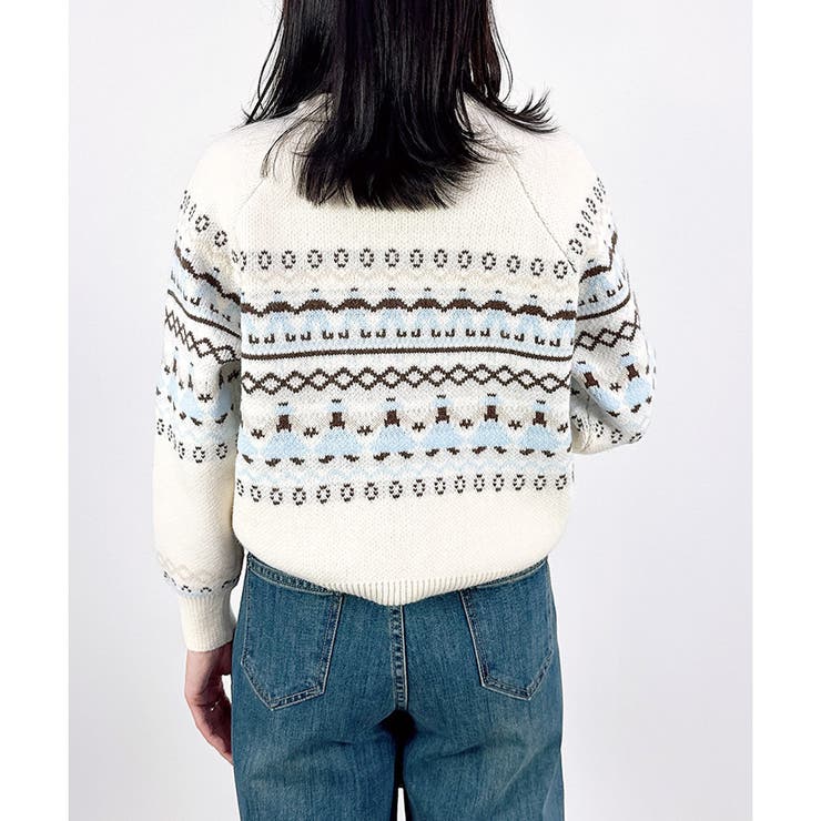 【2025AW新作】トルクボタン雪柄ニットカーディガン | CLOTHY | 詳細画像4 