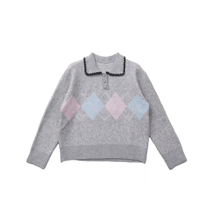 【2025AW新作】襟デザインアーガイル柄ニット | CLOTHY | 詳細画像9 