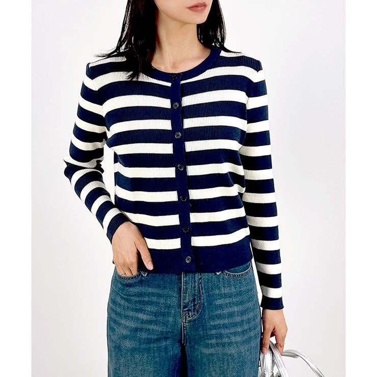 【2025AW新作】ボーダーニットカーディガン | CLOTHY | 詳細画像2 