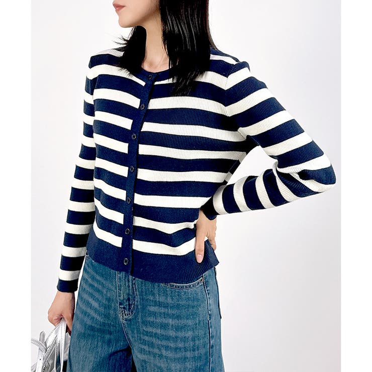 【2025AW新作】ボーダーニットカーディガン | CLOTHY | 詳細画像3 