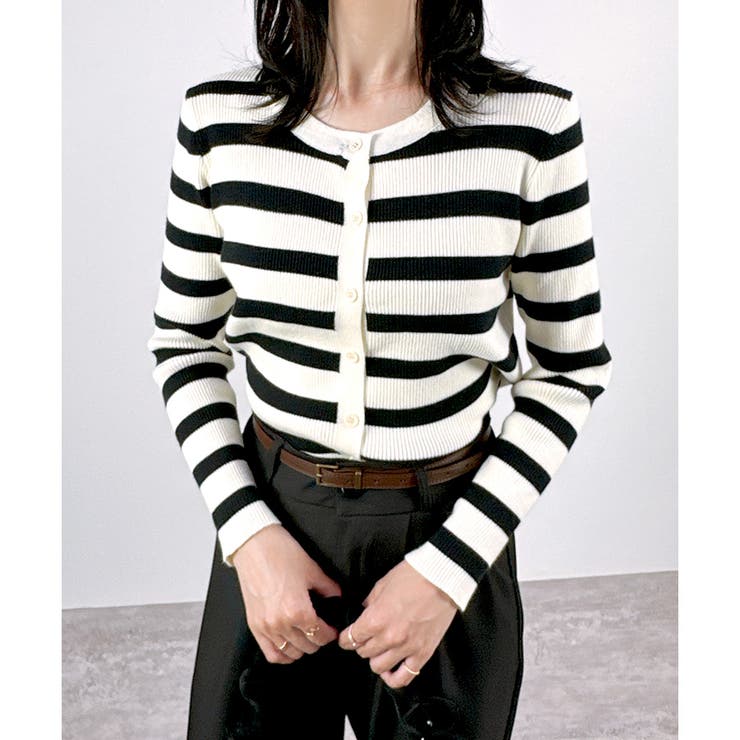 【2025AW新作】ボーダーニットカーディガン | CLOTHY | 詳細画像7 