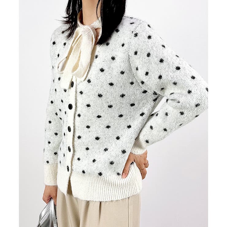 【2025AW新作】ドット柄カーディガン | CLOTHY | 詳細画像3 