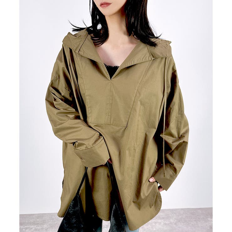 カーキ | 【2025AW新作】スキッパーフード付きシャツ | CLOTHY