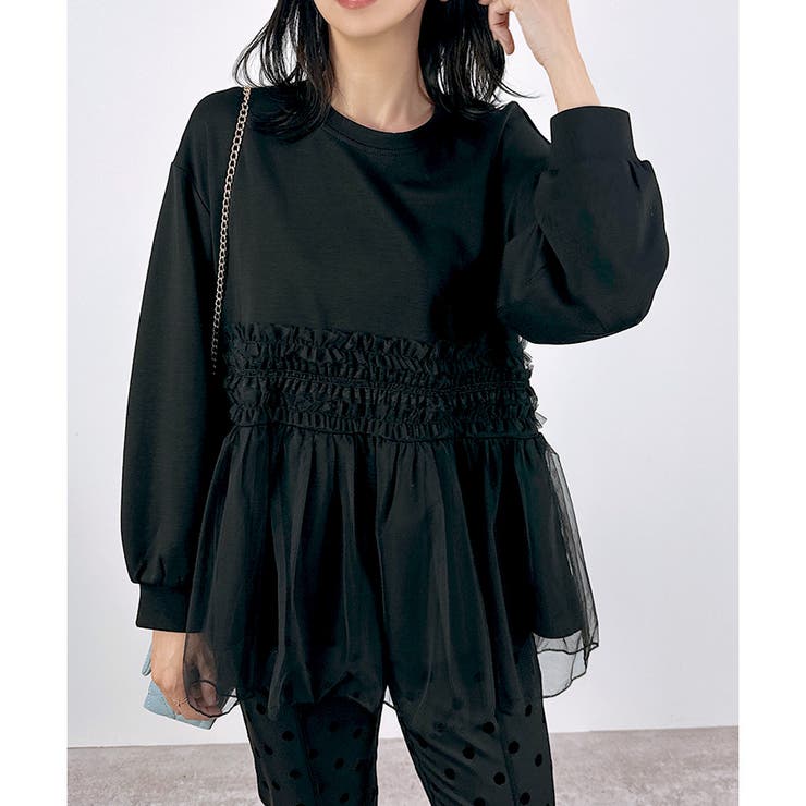 ブラック | 【2025AW新作】チュールレイヤードトップス | CLOTHY