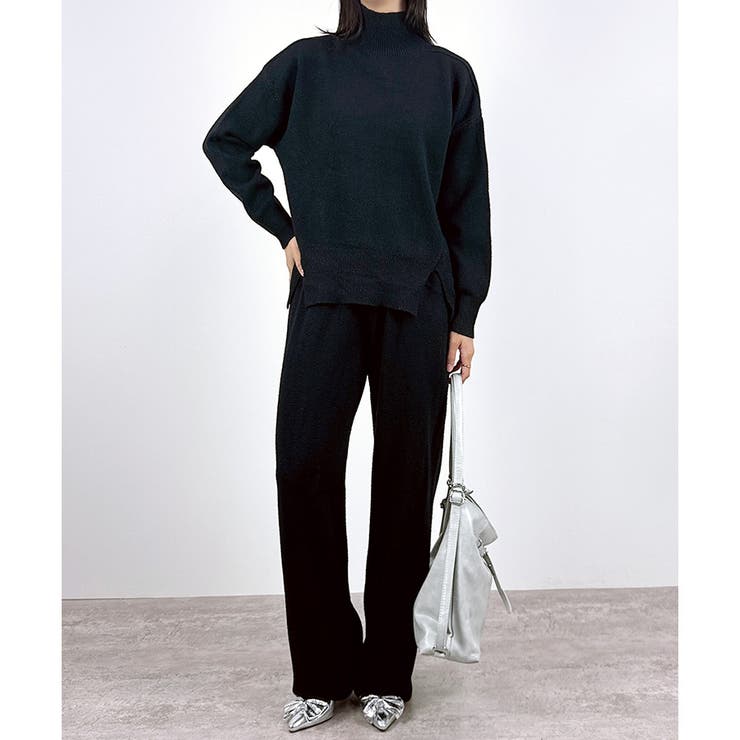 ブラック | 【2025AW新作】ハイネックニットセットアップ | CLOTHY
