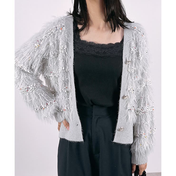 【2025AW新作】パールボタンシャギーニットカーディガン | CLOTHY | 詳細画像8 