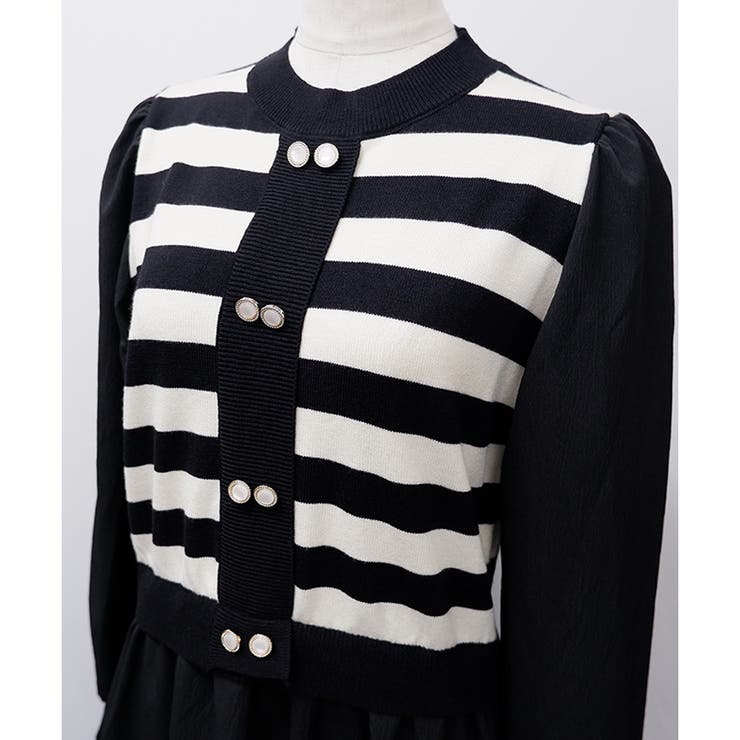 【2025AW新作】ボーダーニットレイヤードワンピース | CLOTHY | 詳細画像13 