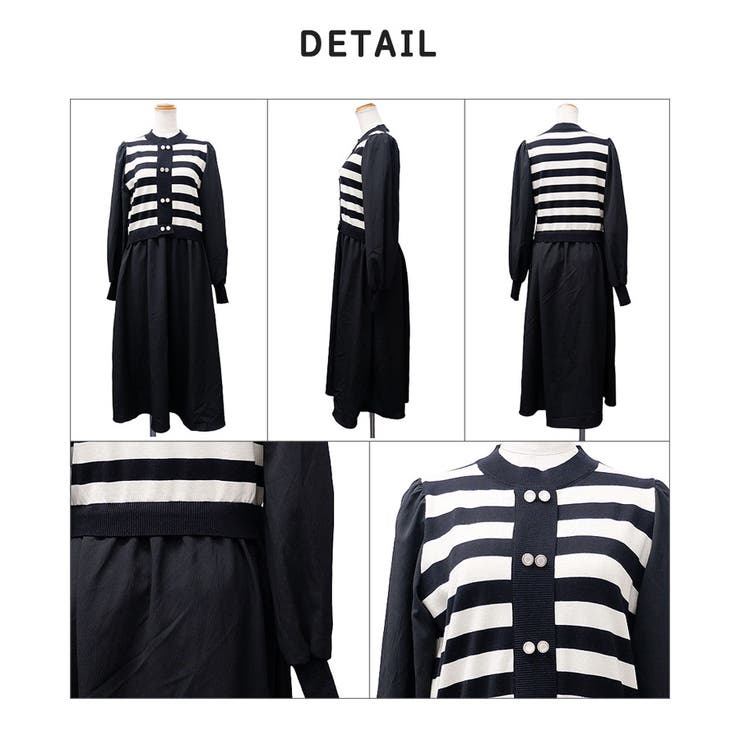 【2025AW新作】ボーダーニットレイヤードワンピース | CLOTHY | 詳細画像15 