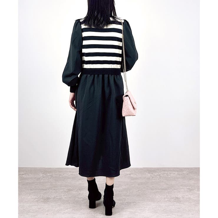 【2025AW新作】ボーダーニットレイヤードワンピース | CLOTHY | 詳細画像7 