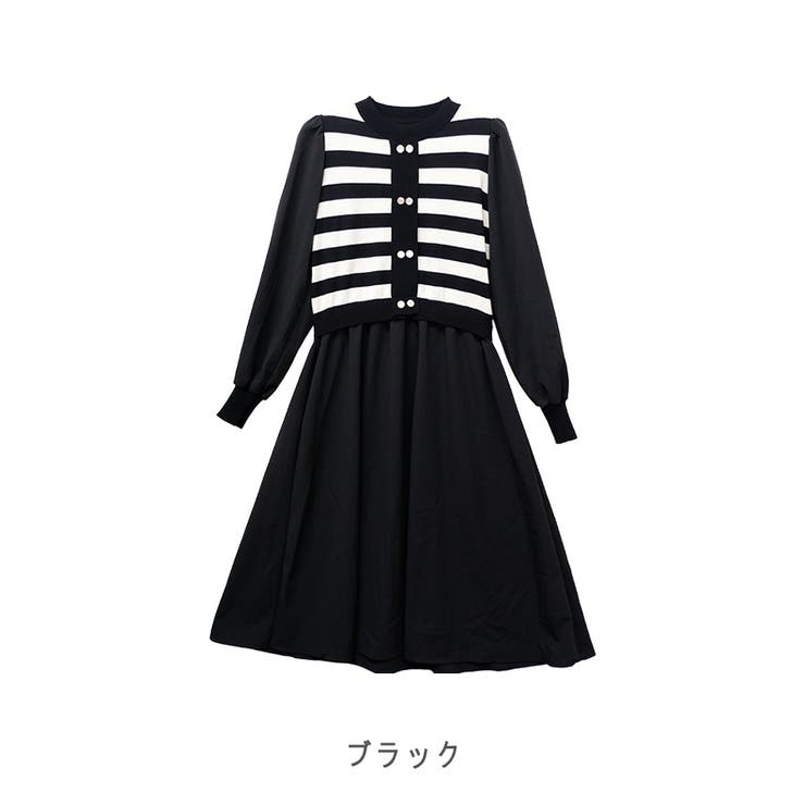 【2025AW新作】ボーダーニットレイヤードワンピース | CLOTHY | 詳細画像8 