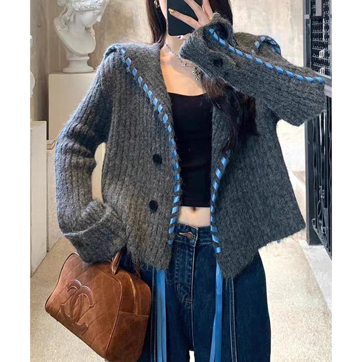 【2025AW新作】セーラーカラー配色リボンカーディガン | CLOTHY | 詳細画像17 