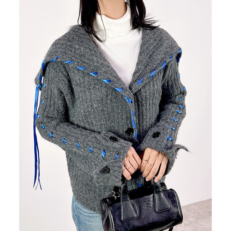 【2025AW新作】セーラーカラー配色リボンカーディガン | CLOTHY | 詳細画像6 