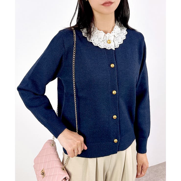 【2025AW新作】襟レースニットカーディガン | CLOTHY | 詳細画像10 