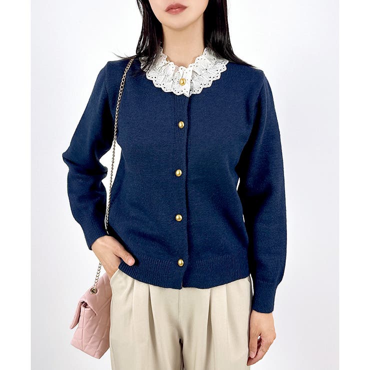 【2025AW新作】襟レースニットカーディガン | CLOTHY | 詳細画像11 