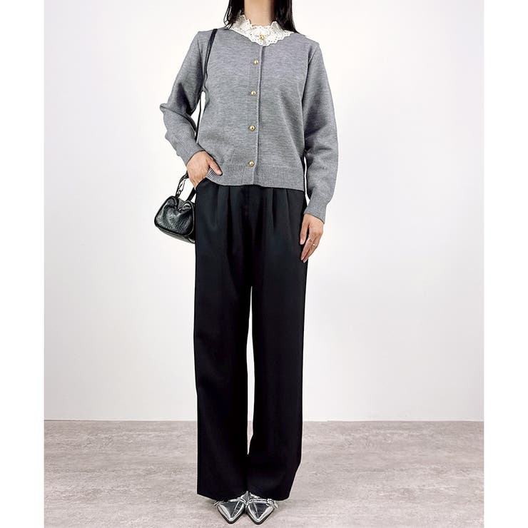 【2025AW新作】襟レースニットカーディガン | CLOTHY | 詳細画像5 