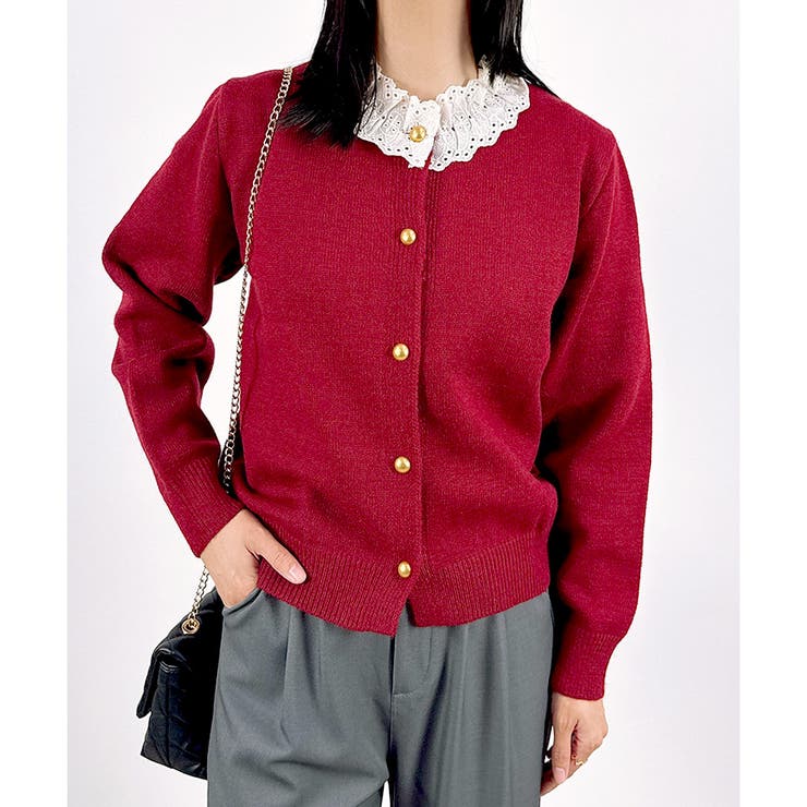 【2025AW新作】襟レースニットカーディガン | CLOTHY | 詳細画像7 