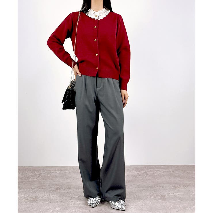 【2025AW新作】襟レースニットカーディガン | CLOTHY | 詳細画像9 