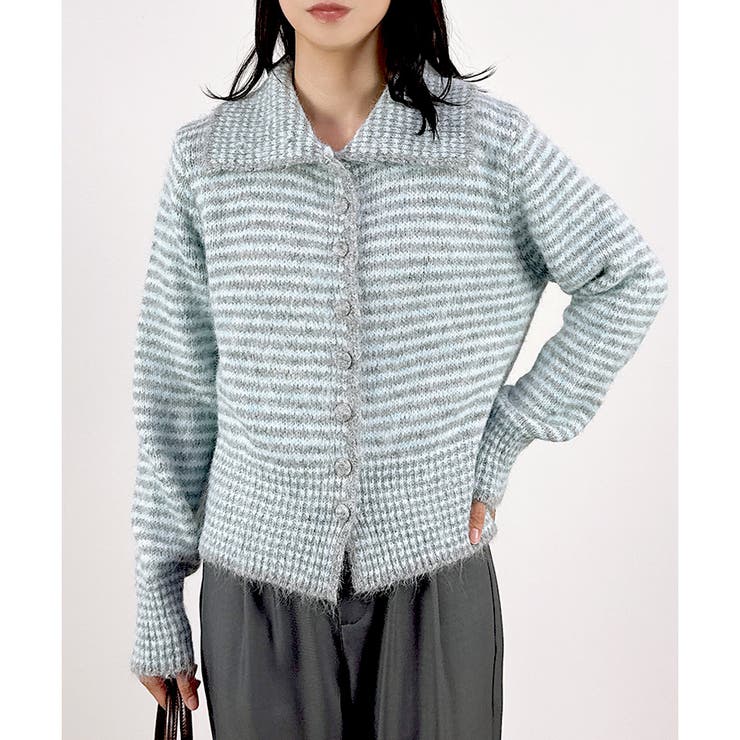 【2025AW新作】ボーダー襟付きカーディガン | CLOTHY | 詳細画像11 