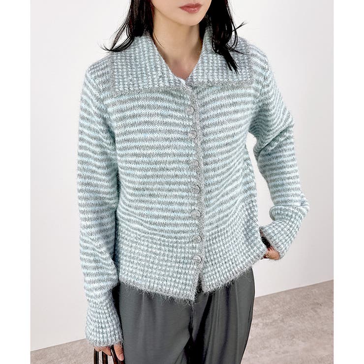 【2025AW新作】ボーダー襟付きカーディガン | CLOTHY | 詳細画像12 