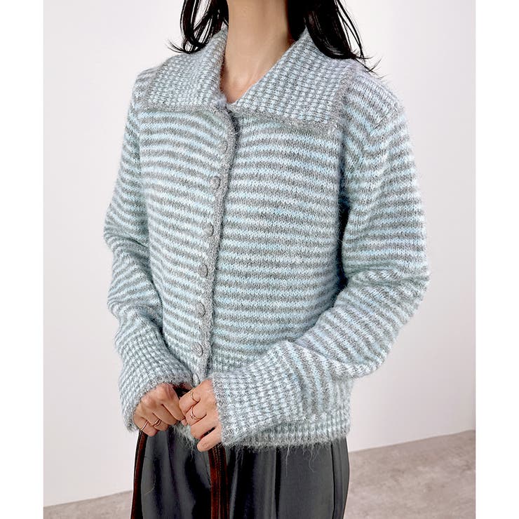 【2025AW新作】ボーダー襟付きカーディガン | CLOTHY | 詳細画像13 