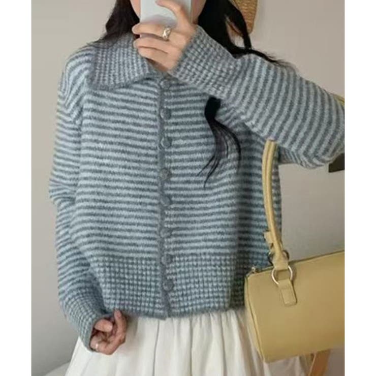 【2025AW新作】ボーダー襟付きカーディガン | CLOTHY | 詳細画像2 