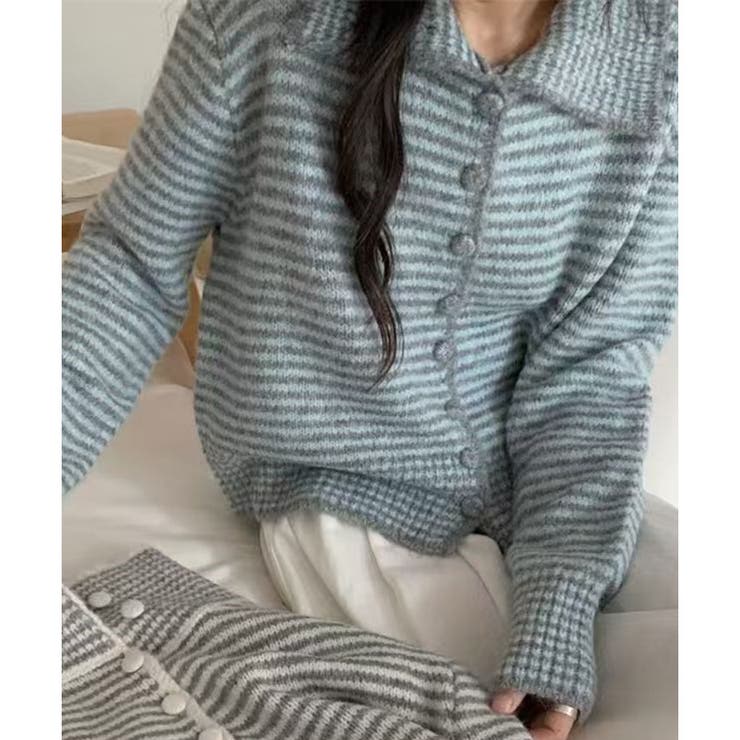 【2025AW新作】ボーダー襟付きカーディガン | CLOTHY | 詳細画像4 