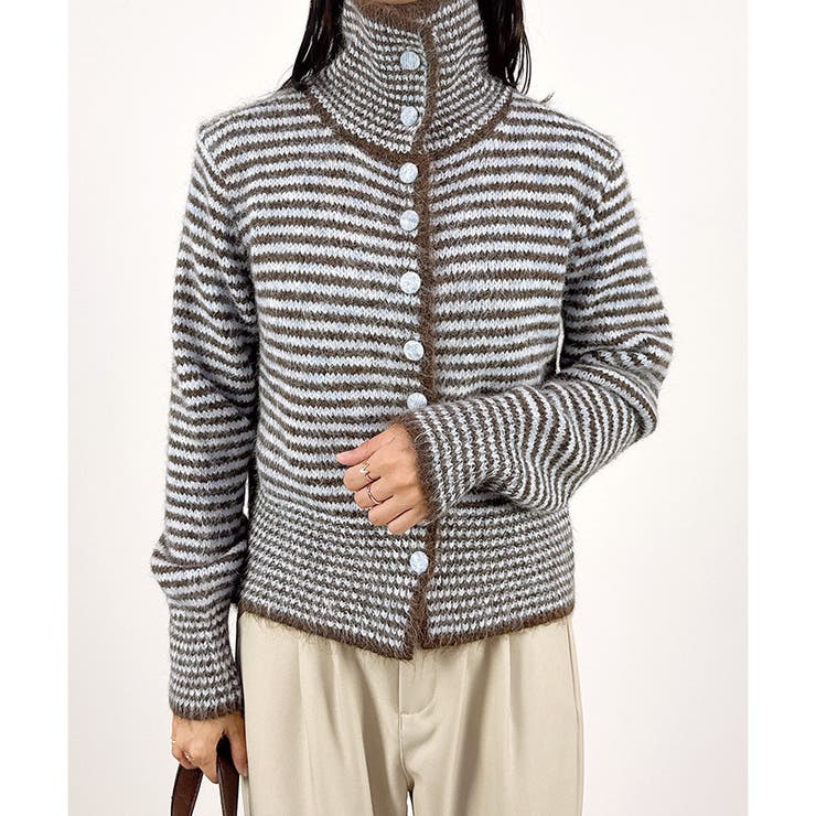 【2025AW新作】ボーダー襟付きカーディガン | CLOTHY | 詳細画像6 