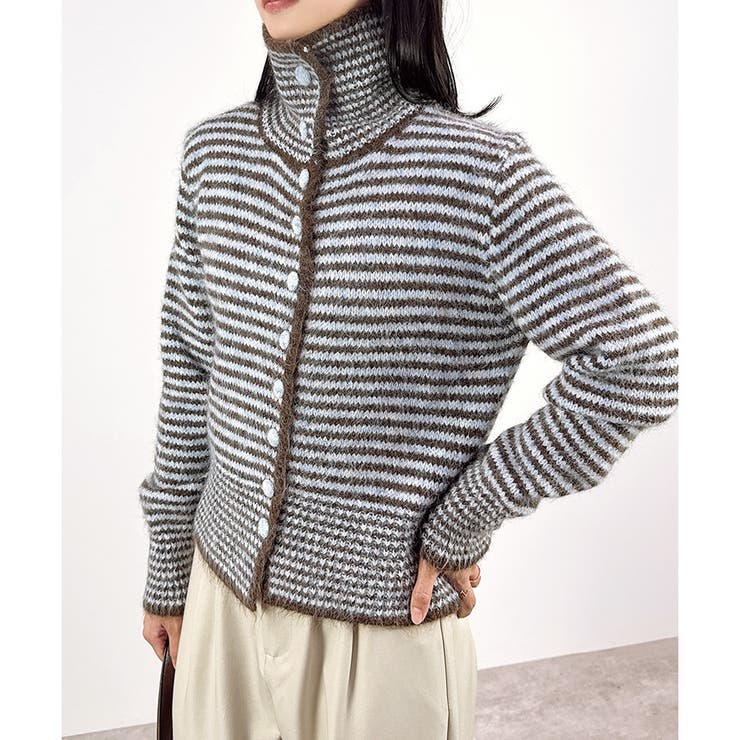 【2025AW新作】ボーダー襟付きカーディガン | CLOTHY | 詳細画像7 