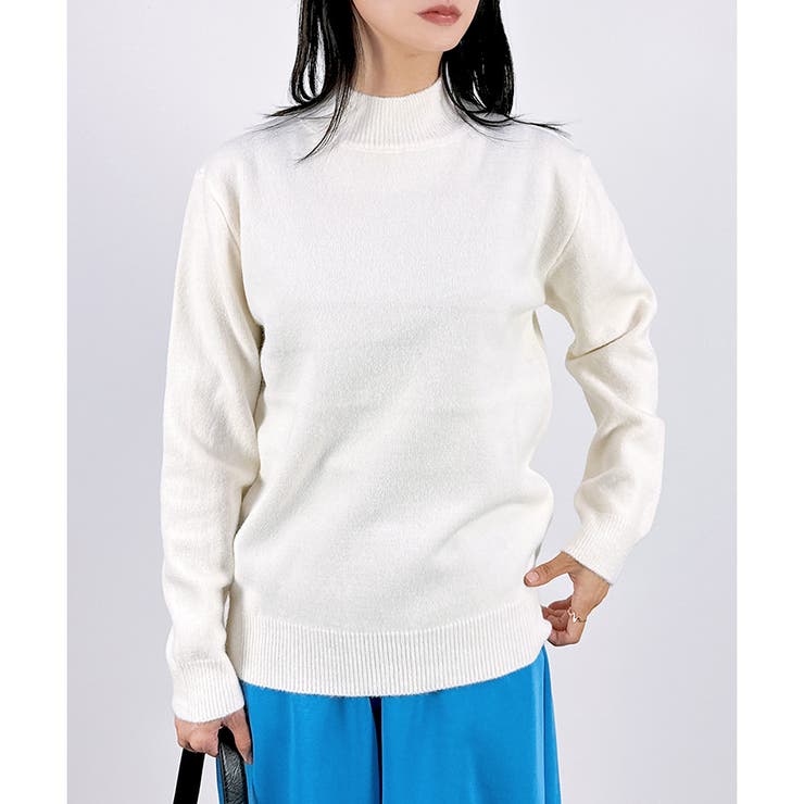 オフホワイト | 【2025AW新作】ハイゲージハイネックニットトップス | CLOTHY