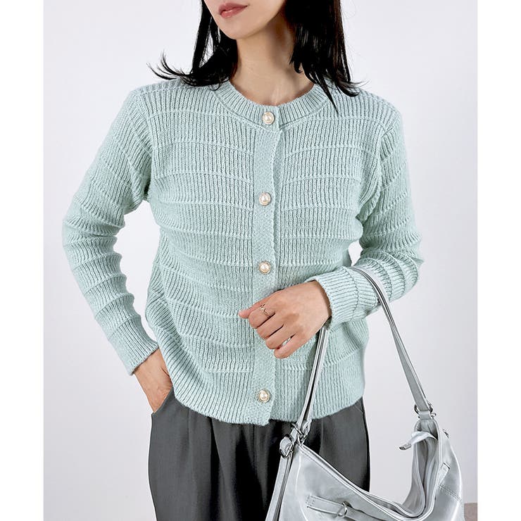 ミント | 【2025AW新作】モダンリブカラーカーディガン | CLOTHY