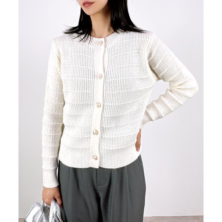 オフホワイト | 【2025AW新作】モダンリブカラーカーディガン | CLOTHY