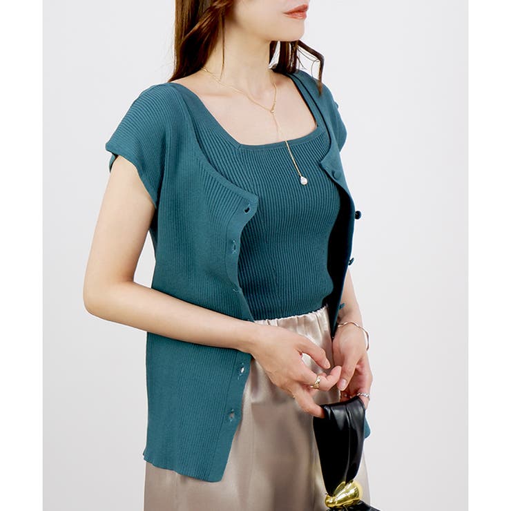 グリーン | 【アウトレット】２点セットニットアンサンブル | CLOTHY