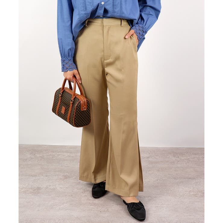 ベージュ | 【2025SS新作】サイドスリットフレアパンツ | CLOTHY