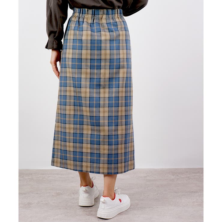 【2025年SS 最新作♪】CHANEL チェック コットン スカート スカート - コットン & シルク、ネイビーブルー & エクリュ