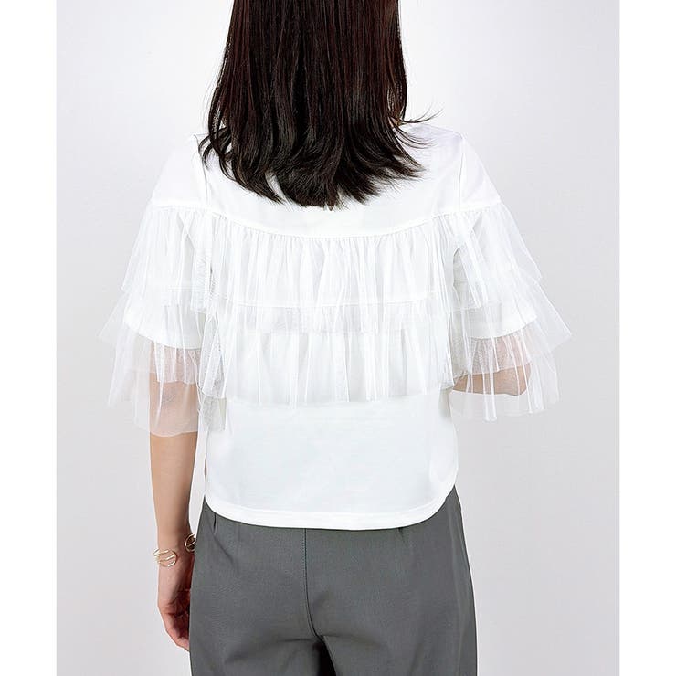【2026SS新作】半袖チュールフリルカットソー | CLOTHY | 詳細画像10 