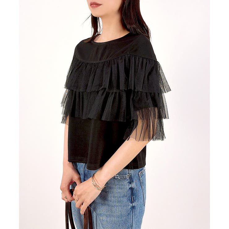 【2026SS新作】半袖チュールフリルカットソー | CLOTHY | 詳細画像5 