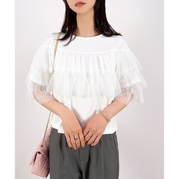 【2026SS新作】半袖チュールフリルカットソー | CLOTHY | 詳細画像9 