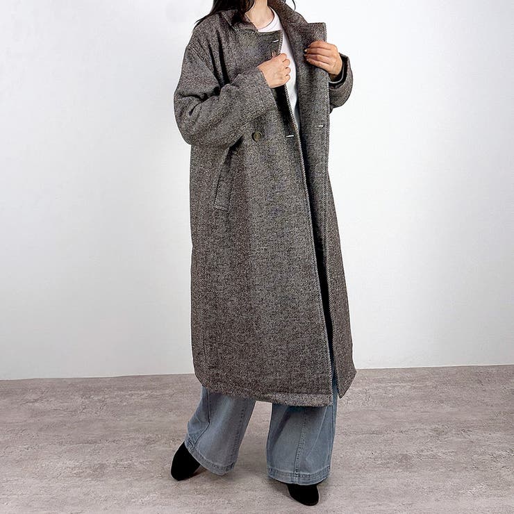 ブラウン | 【2026AW新作】ウール混テーラードコート | CLOTHY
